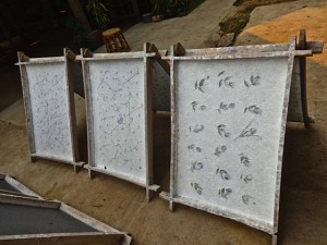 Handmade paper out to dry