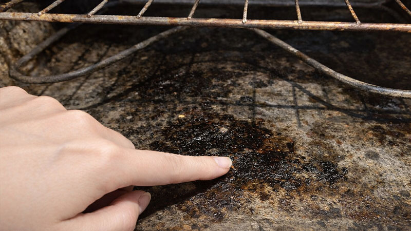 Baked on grease closeup