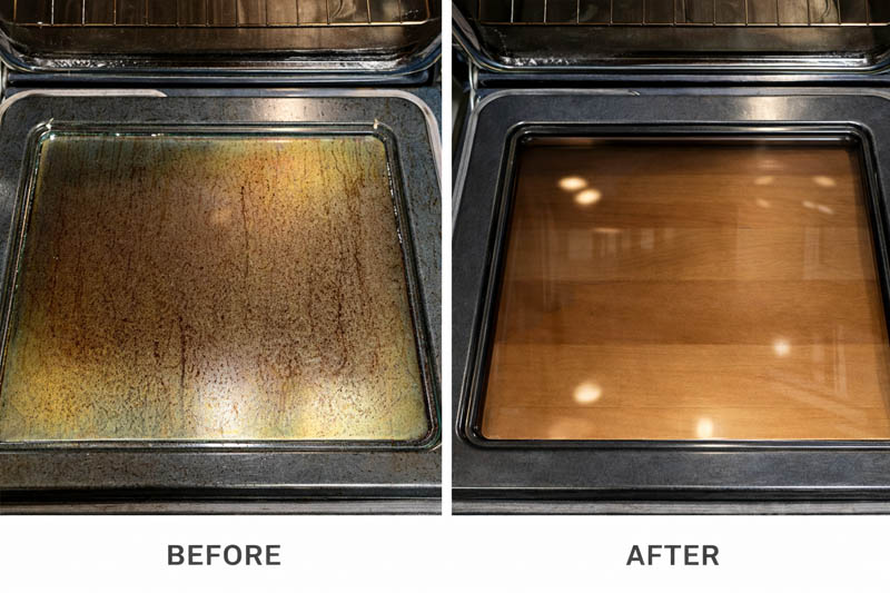 Oven glass before after